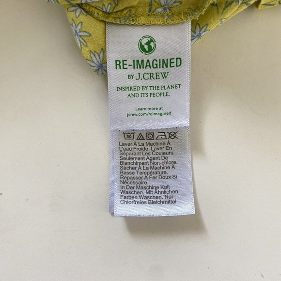 J Crew Top Size S Yellow Floral Shirred Peasant Blouse  Flutter Sleeve AV617 - Picture 6 of 7